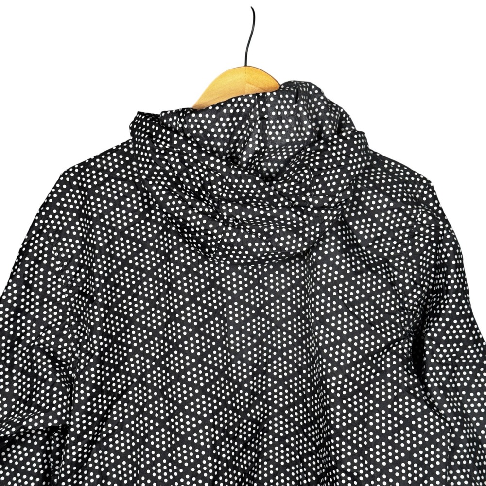 ShedRain Women's Black White Polka Dot Hooded‎ Lightweight Rain Jacket Size L - Picture 9 of 14
